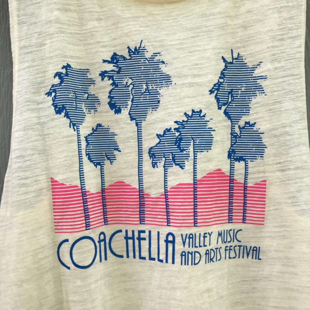 Coachella Women's Cream Graphic Muscle Tank - Palm Tree Print - Picture 4 of 7
